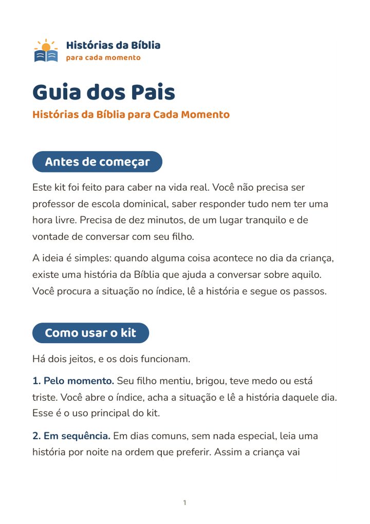 Primeira página do Guia dos Pais