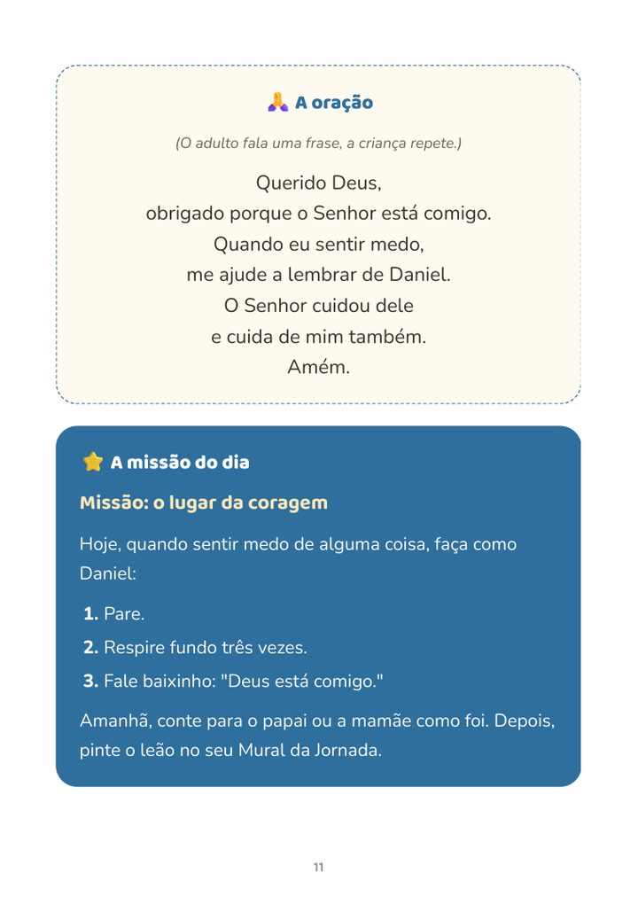 Oração para repetir e missão do dia